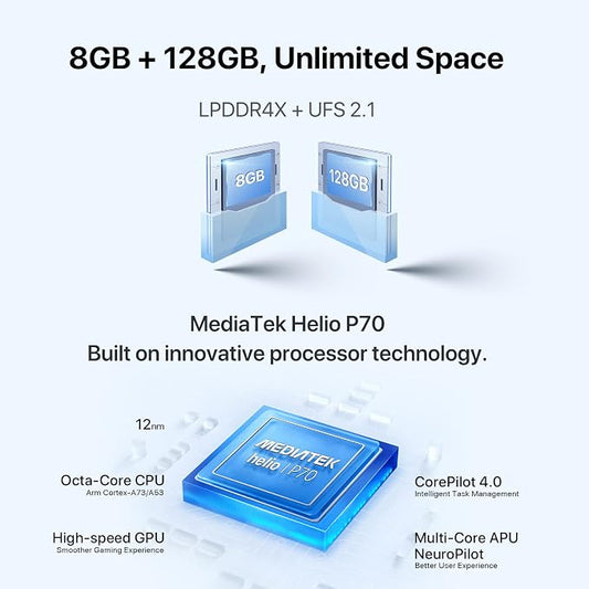 UMIDIGI Cell Phone, F3 8GB+128GB Smartphone Unlocked, 48MP AI Triple Camera, 6.7inch HD Full Screen, 5150mAh Battery,18W Fast Charging, Android 11 Phone Unlock, Type-C,4G Dual SIM, NFC