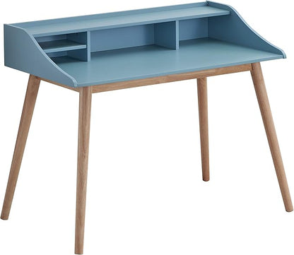 Roundhill Furniture Roskilde Storage Wood Office Desk, Blue