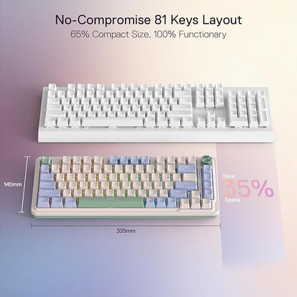 Redragon K673 PRO Wireless 81-Key RGB Gasket Gaming Keyboard, Scroll Knob | Multi-Function Control Wheel, 0-Delay Tri-Mode, Cushioned 5-Layer Noise Dampening for Creamy Thocky Sound, Compact 80% Size
