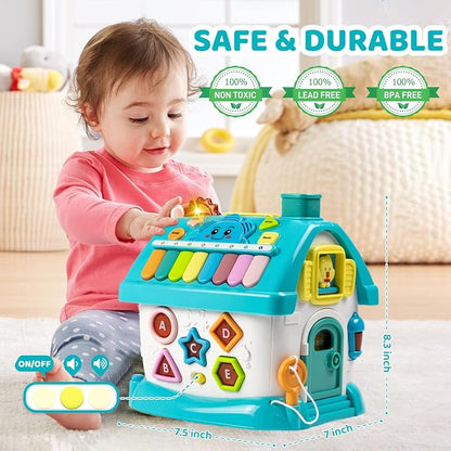 Marstone Toys for 1-2 Year Old Boys, Blue 8-in-1 Musical Learning House | one year old boy birthday gifts for toddler toys, combines learning play to hold little ones focus and keep them occupied