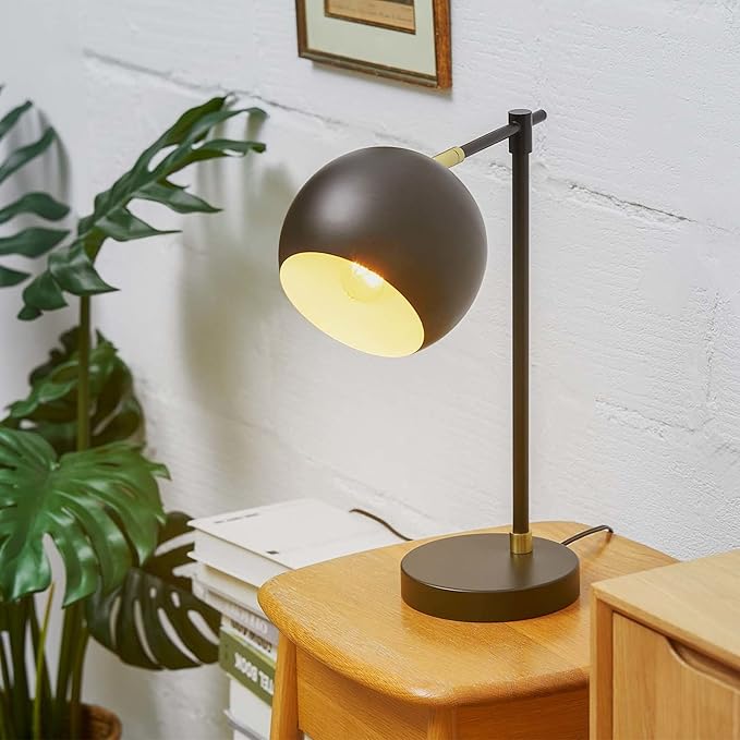 Globe Electric Novogratz x 65785 Charlotte 18" Table Lamp, Matte Black, Brass Accents