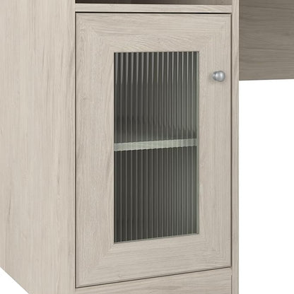 Bush Furniture Cabot 60W L Shaped Computer Desk with Storage in Linen White Oak
