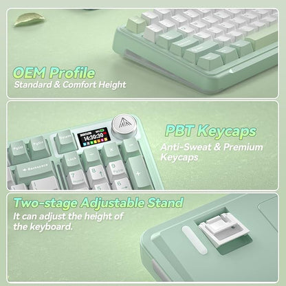 SOLAKAKA A99 Pro Wireless Mechanical Keyboard with BT5.0/2.4GHz/USB-C, LCD Screen & Metal Knob, Gasket-Mounted Gaming Keyboard, Full Hot-Swappable, RGB Creamy Keyboard for Win/Mac