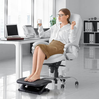 HUANUO Foot Rest for Under Desk at Work, Adjustable Footrest with Massage Texture and Roller, Ergonomic Foot Stool with 3 Height Position, 30 Degree Tilt Angle Adjustment for Home, Office