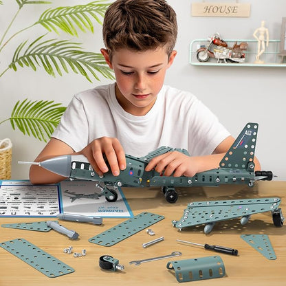 Model Airplane STEM Building Projects Toys - DIY Building STEM Projects Toys for Kids Boys Girls Ages 8-12-16, Assembly Science Kit Model Plane Birthday Gift Toy for Kids Boys 8 9 10 11 12 Years Old