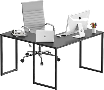 SHW Mission 48 x 48 L-Shape Home Office Computer Desk, Black | Reversible Desktop Design