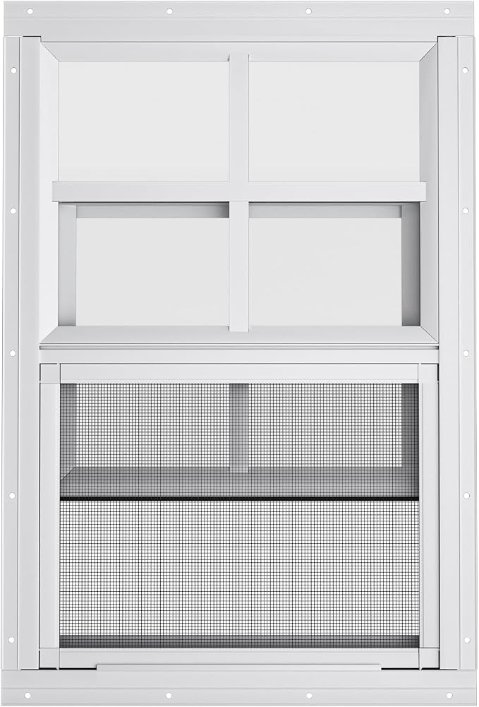 2 Pack Shed Windows 24" x 36" H Flush Mount, White Household Windows for Playhouses, Barns, Chicken Coop