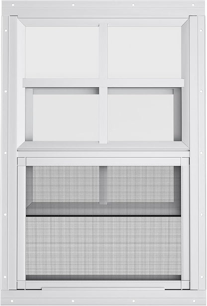 2 Pack Shed Windows 24" x 36" H Flush Mount, White Household Windows for Playhouses, Barns, Chicken Coop