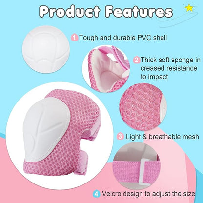 Kids Bike Helmet Adjustable Toddler Bike Helmets for Kids 2-5-8/8-14 Years with Knee Elbow Wrist Pads for GirlsBoys Youth Skateboard Bicycle Helmet for Scooter Roller Skating Balance Bike