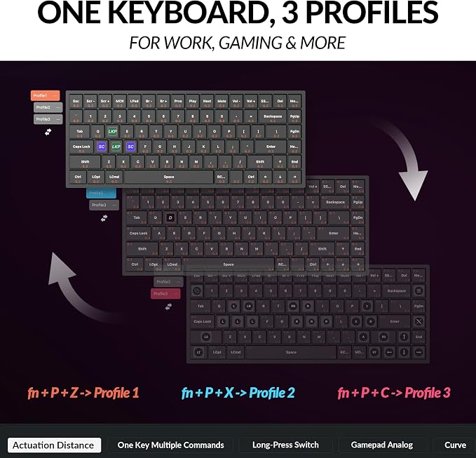 Keychron K2 HE Rapid Trigger Magnetic Wireless Custom Keyboard | QMK Launcher 2.4 GHz & Bluetooth, Hall Effect Gateron Double-Rail Magnetic Switch for Mac Windows Linux (Aluminum + Wood)