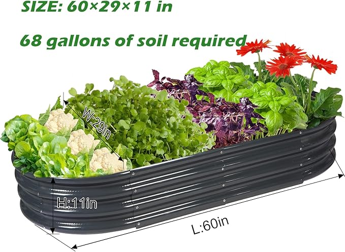 Raised Garden Bed Galvanized Planter Box Outdoor, Rot-Resistant Metal Garden Bed Planter for Vegetables Flower Herb (3- Grey)