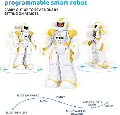 KingsDragon Robots Toy for Kids, RC Gesture Sensing Toy, Interactive Walking Singing Dancing Robot Birthday Presents for Boys Girls Age 6 7 8 9 Years Old,Yellow
