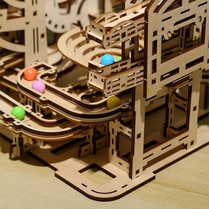 3D Wooden Puzzles Marble Run Set - Space Labyrinth Mechanical Model Kits with Motor, Brainteaser and Puzzle for Christmas/Birthday,Gifts for Adults and Teens to Build Combination
