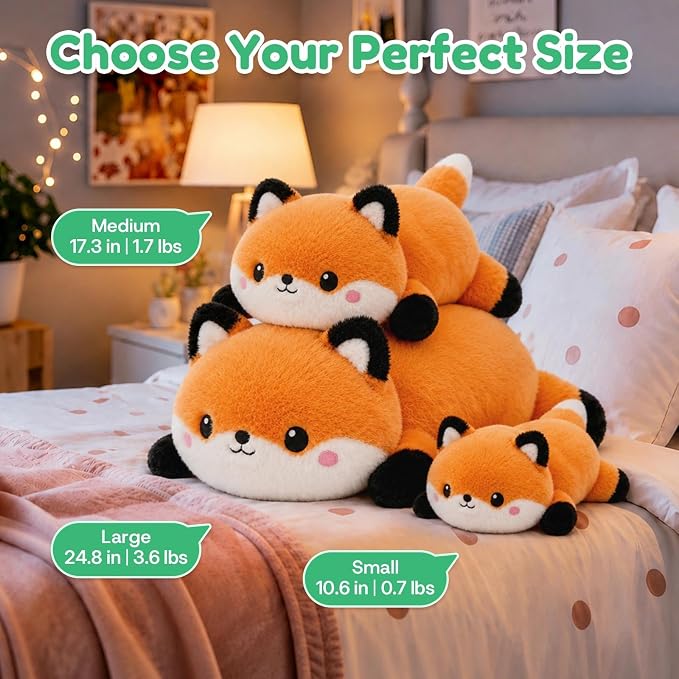 Fox Weighted Stuffed Animal, Soft Plush Toy Gift (24.8 Inch, 3.6 Lbs)