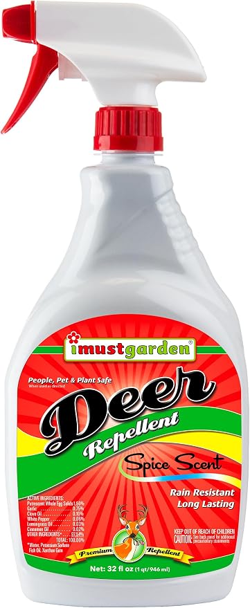 I Must Garden Deer Repellent: Spice Scent Deer Spray for Gardens & Plants – Natural Ingredients – 32oz Ready to Use