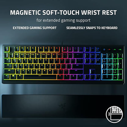 Razer Ornata V3 Gaming Keyboard, Low-Profile Keys, Black | Mecha-Membrane Switches, UV-Coated Keycaps, Backlit Media Keys, 10-Zone RGB Lighting, Snap Tap, Magnetic Wrist Wrest
