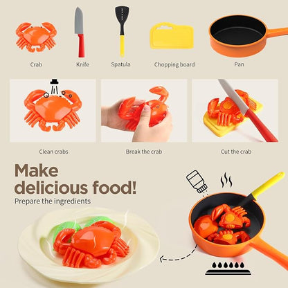 GILOBABY Kids Play Kitchen Accessories - Complete Cooking Toy Set with Pots, Pans & Utensils for Toddlers 1-3, Learning Educational Pretend Play Gift for Girls (Red)