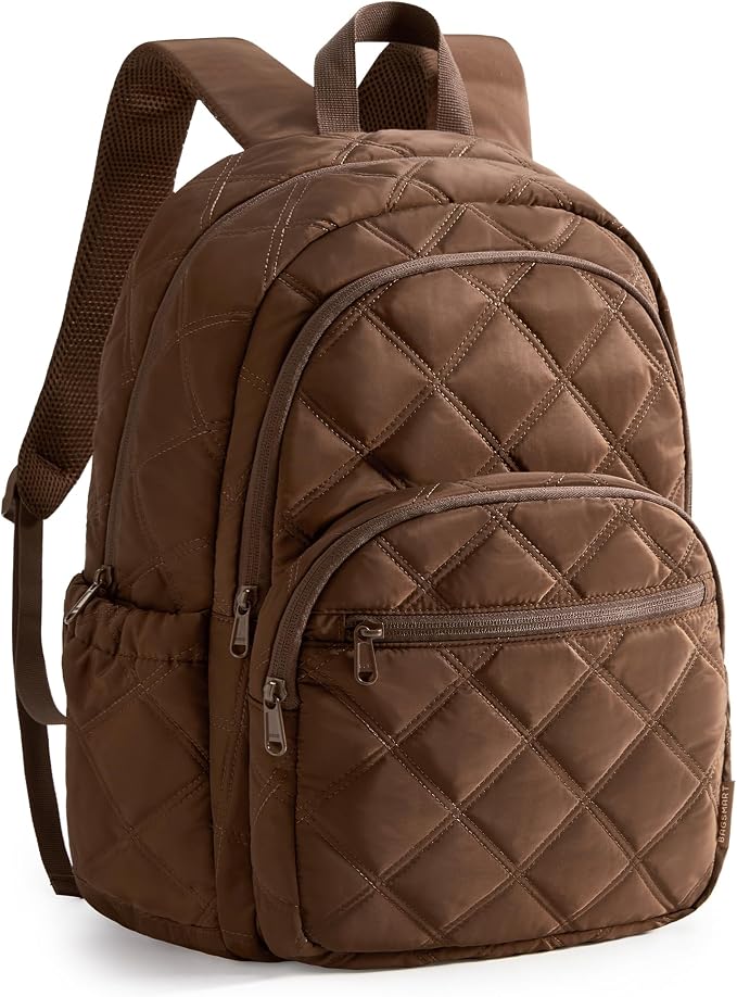 BAGSMART College Laptop Backpack,Cute Travel Backpack for Women,Quilted Computer Bookbag