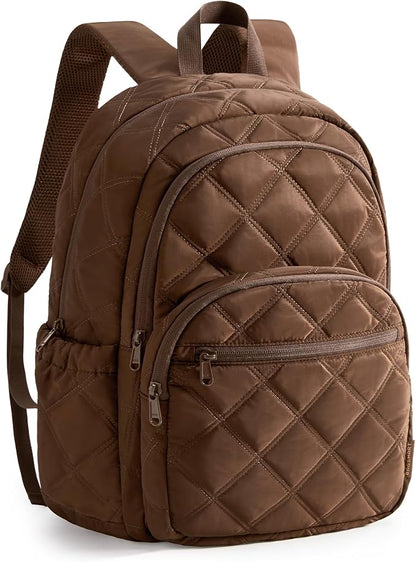 BAGSMART College Laptop Backpack,Cute Travel Backpack for Women,Quilted Computer Bookbag