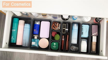 Kutesna 25PCS Interlocking Drawer Organizer, Plastic Desk Organizer Set | 4-Size Versatile Storage Bins,BPA-free, Non-slip, Fits Any Drawer for Cosmetics, Bathroom, Tools, Kitchen and Office