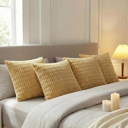 Fancy Homi 4 Packs Decorative Throw Pillow Covers for Living Room Couch Bed, Modern Farmhouse Boho Home Décor Accent Cushion Case, 14" x 14", Mustard Yellow