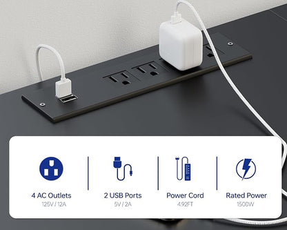 Pamray 71 Inch Large Gaming Desk with Power Outlets U Shaped Computer Desk | Spacious Workspace with USB Charging Ports & Pegboard & Headphone Hooks Suitable for PC Gaming Office Work Study and Writing