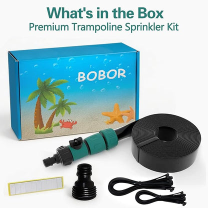 Bobor Trampoline Sprinkler for Kids, Outdoor Trampoline Water Sprinklers, Backyard Summer Water Toys, Outside Trampoline Accessories for Yard Backyard Water Fun (39ft)