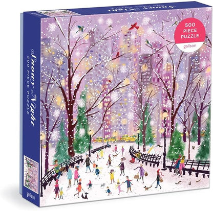Galison Snowy Night 500 Piece Puzzle from Galison - 20" x 20" Winter Themed Puzzle That is Perfect for The Holidays, Beautiful Artwork, Thick and Sturdy Pieces, Makes a Wonderful Gift!