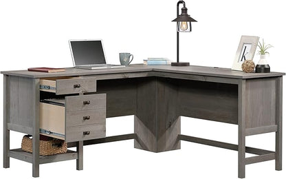 Sauder Cottage Road L-Desk, L: 65.12" x W: 58.66" x H: 29.76", Mystic Oak finish