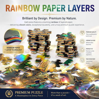 1000 Piece Puzzle for Adult, Premium Jigsaw Puzzles, Leopard Puzzle, Activities & 7 Layer Rainbow Paper, Framed Wall Art – Unique Gift for Adults & Puzzle Enthusiasts