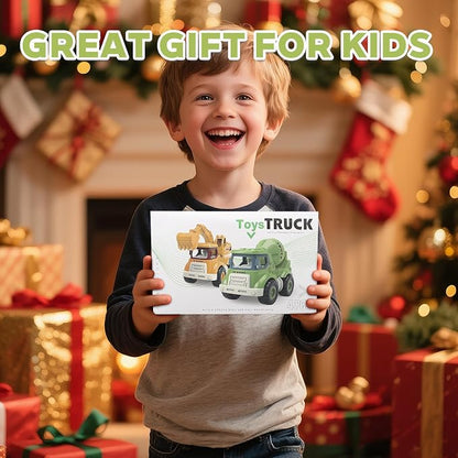 Construction Toys for Boys & Girls Ages 3–5 – Excavator, Dump Truck, Crane & Cement Mixer, Construction Vehicle Toy Set for Toddlers & Kids, Durable Play Vehicles for Pretend Play