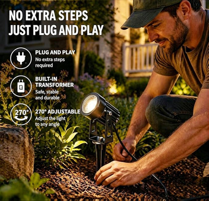 RGBCW Smart Outdoor Landscape Lighting, 6 Pack Outdoor Spot Lights with Transformer, WiFi+Bluetooth App Control Garden Path Lights, Low Voltage IP65 Waterproof for Yard Walkway Plants Trees