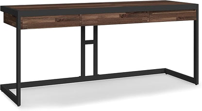 SIMPLIHOME Erina SOLID ACACIA WOOD Modern Industrial 72 Inch Wide Large Desk in Distressed Charcoal Brown, For the Office Desk, Writing Table, Workstation and Study Table