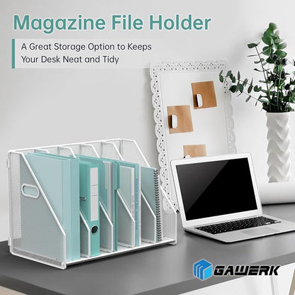 MINDEPOT Desk File Organizer Folder Holder with 5 Vertical for Office White