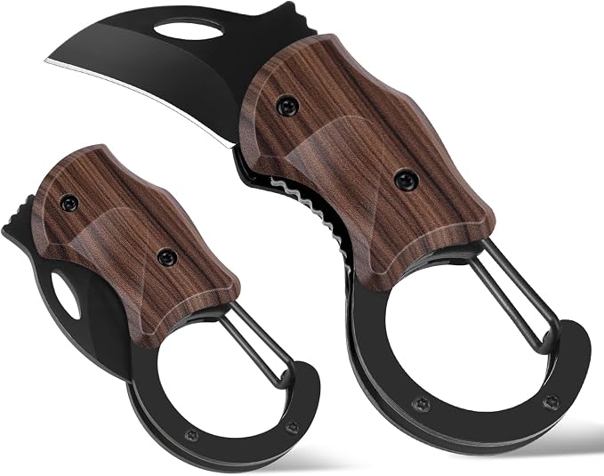 FUNBRO Small Pocket Knife for Men | Cool Box Cutter with 1.34 inch Sharp Blade, EDC Knives Tool for Everyday Carry (Wood Grain)