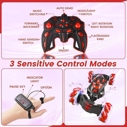 Gesture Sensing RC Stunt Car,Remote Control Car Toys for Ages 8-12,Drift Cars with Lights Music,4WD 360° Spins All Terrains Kids Toys RC Cars, 5-12 Best Birthday Gift for Kids