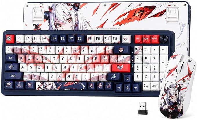 Redragon Eisa Anime Keyboard & Mouse Combo, K686 PRO KB + M916 26K DPI Mice | Multi-Function Control Knob, 0-Delay Tri-Mode, Cushioned 5-Layer Noise Dampening, 42G Featherlight, 5 Programmable Buttons