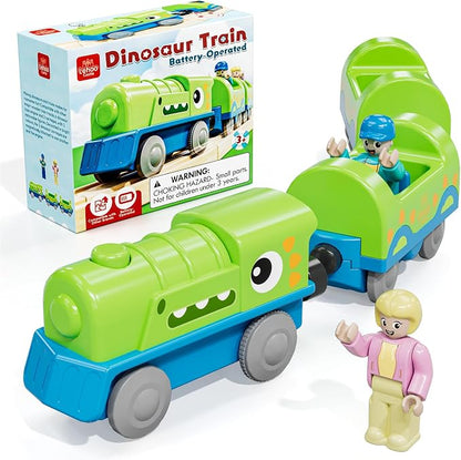 Lehoo Castle Dinosaur Battery Powered Train Toy for Toddlers Ages 3+ | Motorized Train with 2 Figures, Compatible with Thomas, Brio & Melissa & Doug Tracks, Birthday Gift for Kids