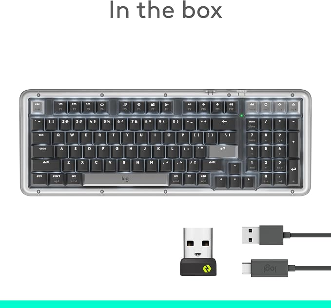Logitech Alto Keys K98M Wireless Mechanical Gasket Keyboard - Graphite | Customizable, clicky, vibration absorbing gasket, white backlit keys, Bluetooth, USB-C charging, for PC, Mac, Laptops