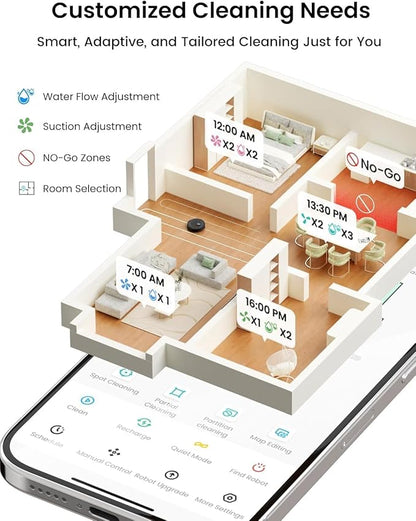 Lefant Robot Vacuum and Mop Combo,75-Days Self-Emptying,6000Pa Powerful Scution,Multi-Floor Mapping, No-Go Zones,140 Min Runtime,2.4G/5G WiFi/Alexa/APP/iWatch, M2 Plus Black