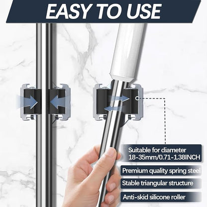 3-H 10 Pack Mop and Broom Holder Big Size Hanging 1 KG Extra, Broom Holder Wall Mount for Hanging and Organizing Shove Rake Yard Tools in Garage Garden Shed Laundry Kitchen,Black