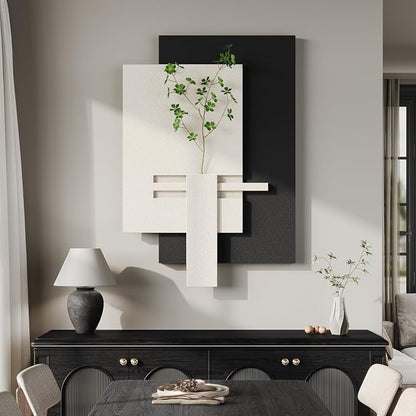 Cuspin Large Black and White Wall Art for Living Room, 3D Textured Modern Minimalist Artwork for Walls, Abstract Geometric Paintings for Bedroom Dining Room Hallway Office Wall Decor