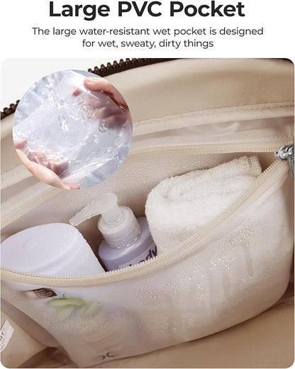 BAGSMART Duffle Bag for Travel, Gym Bag for Women, Weekender Carry on Bag | PVC Wet Pocket, Airline Approved Personal Carry-on Size, Fits Under-seat, One Bag for Gym, Travel, Hospital, Overnight