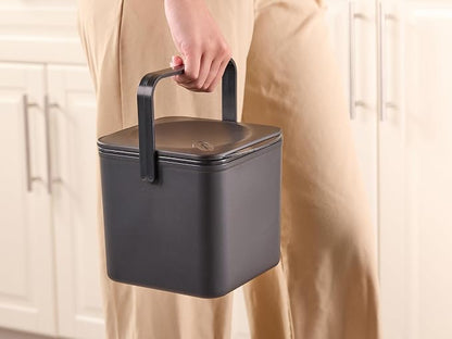 Minky Homecare Kitchen Compost Bin – Countertop Food Waste Caddy with Easy Wipe Clean Interior – Made in The UK - 3.5L (0.9 gal.) ECO Black