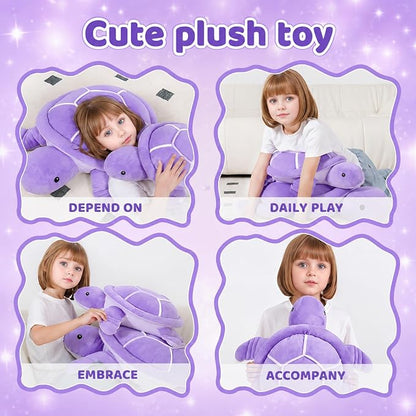 Dalmao 22 Inch Purple Sea Turtle Stuffed Animal, Big Soft Ocean Purple Turtle Large Plushie Body Pillow for Kids, Boys, Girls, Girlfriend, Birthday