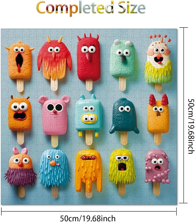 500 Pieces Jigsaw Puzzles for Adults and Teens and Kids Family Happy Gift Colorful Popsicles (Monster Popsicles)