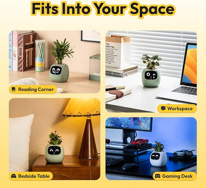 PLANTSIO Ivy Interactive AI Desk Companion, Smart Plant Pet with 100+ Expressions, Cute Indoor Planter for Office Decor, Unique Gift for Plant Lovers & Coworkers(Lemon)