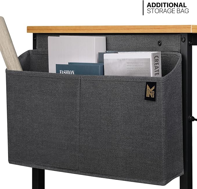 MoNiBloom Computer Desk, Modern Simple Style Laptop Table with Storage Bag for Reading Writing Livingroom Bedroom - Light Walnut