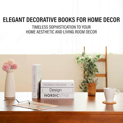 PROBENEX 4 Pcs Decorative Books | Faux Black Coffee Table & Shelf Decor | Bold Modern Look for Living Room, Office and Entryway - Not Real, Tool-Free 2-Min Setup