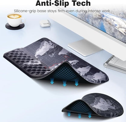Ospelelf Ergonomic Mouse Pad and Keyboard Stand Wrist Rest Set, Memory Foam Comfort, Pain Relief for Typing, Office Desk Accessories, Map